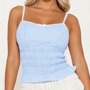 Fashion Nova Light Blue Gingham Camisole